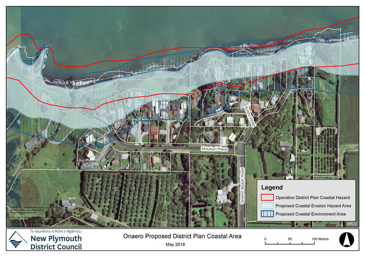 Council graphic of the various coastal erosion zones at Onaero.