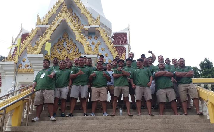 The Guam men's rugby team in Thailand for the Asian Rugby Championship Division Two tournament.
