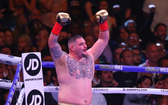 Andy Ruiz Jr of California celebrates after defeating Anthony Joshua of England to win the World Heavyweight Championship fight.
