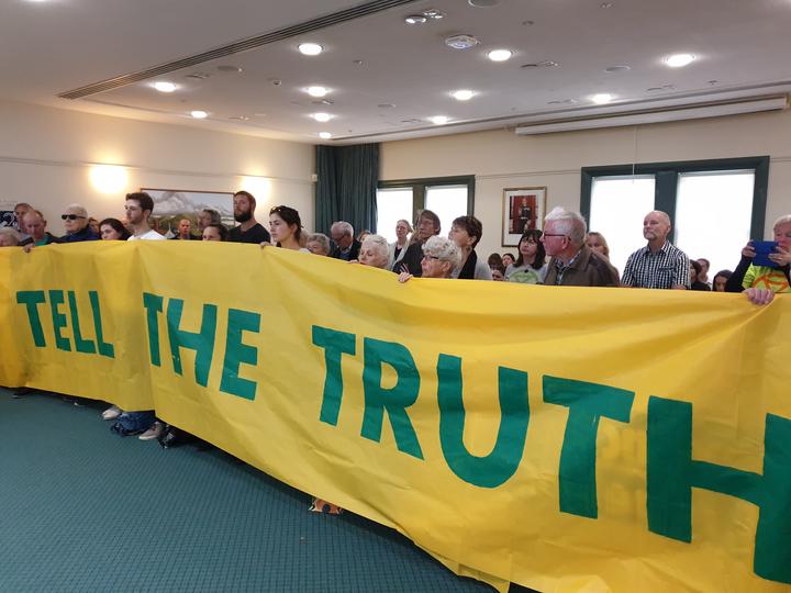 Climate change activists from Extinction Rebellion Auckland at Auckland Council Environment Committee meeting 11 June 2019. 