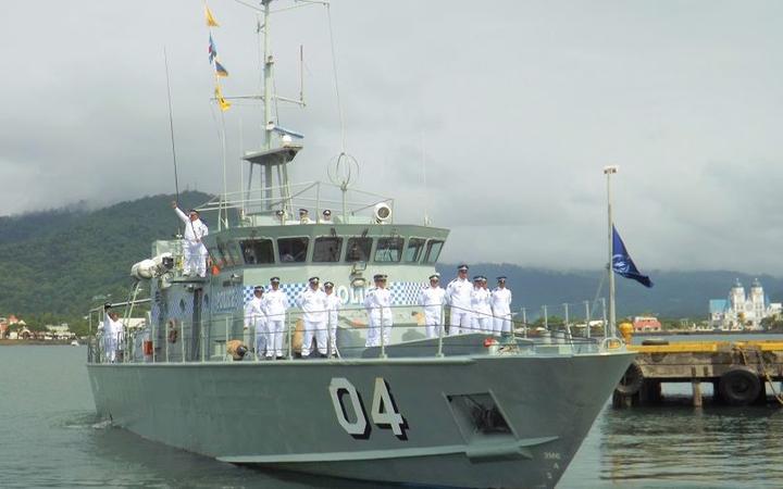 The MV Nafanua departing Samoa on her final voyage