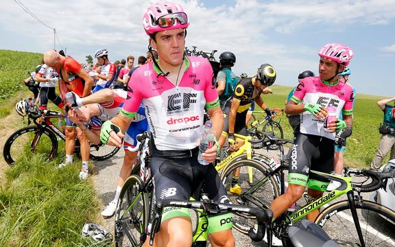 BAGNERES-DE-LUCHON, FRANCE - JULY 24 : SCULLY Tom (NZL) of Team EF Education First - Drapac p/b Cannondale during stage 16 of the 105th edition of the 2018 Tour de France cycling race, a stage of 218 kms between Carcassonne and Bagneres-De-Luchon on July 24, 2018