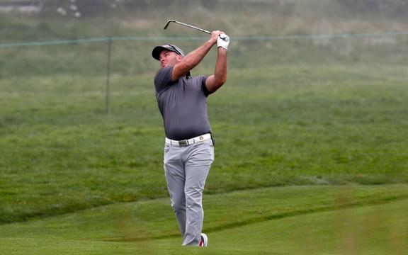 New Zealand golfer Ryan Fox plays the 15th hole at Pebble Beach Golf 2019.