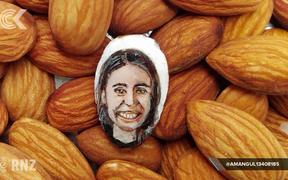 Indian artist paints Jacinda Ardern's portrait   on an almond