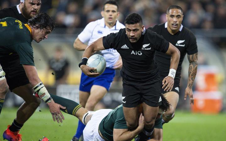 Richie Mo'unga in action for the All Blacks against the Springboks in Wellington, July 2019.