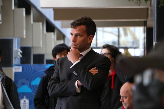 David Seymour at the Hong Kong extradition law rally at Auckland University on 6 August.