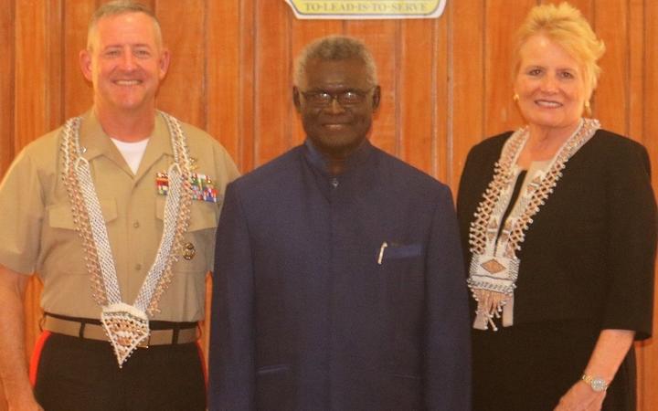 Brigadier General Robert Sofge Jr, Deputy Commander US Marines, Manasseh Sogavare, H.E Katherine Ebert-Gray.