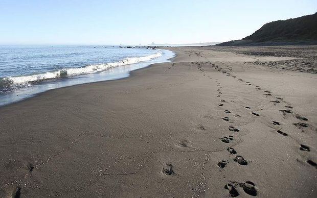 Black iron-sand of Taranaki's Ahu Ahu Beach