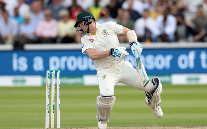 Steve Smith is struck on the head and felled by a Jofra Archer bouncer during the 2nd Ashes Test at Lord's 2019.