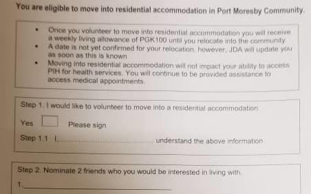 Part of the voluntary location form.