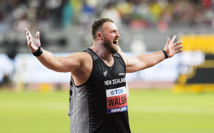 Tom Walsh wins bronze and breaks the area record at the World Athletics Championships.  Khalifa International Stadium, Doha, Qatar. 