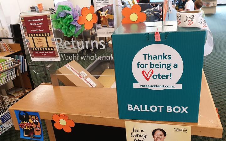 Auckland local elections ballot box at Parnell library
