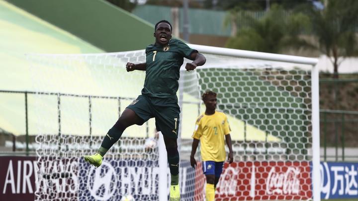 Italian striker Degnand Ngonto celebrates one of his two goals in Italy's 5-0 thumping of Solomon Islands at the FIFA U-17 World Cup in Brazil. 28-10-2019