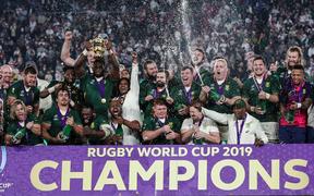 2019 Rugby World Cup Final, International Stadium Yokohama, Yokohama, Japan 2/11/2019
England vs South Africa
South Africa's Siya Kolisi lifts the Webb Ellis Trophy 