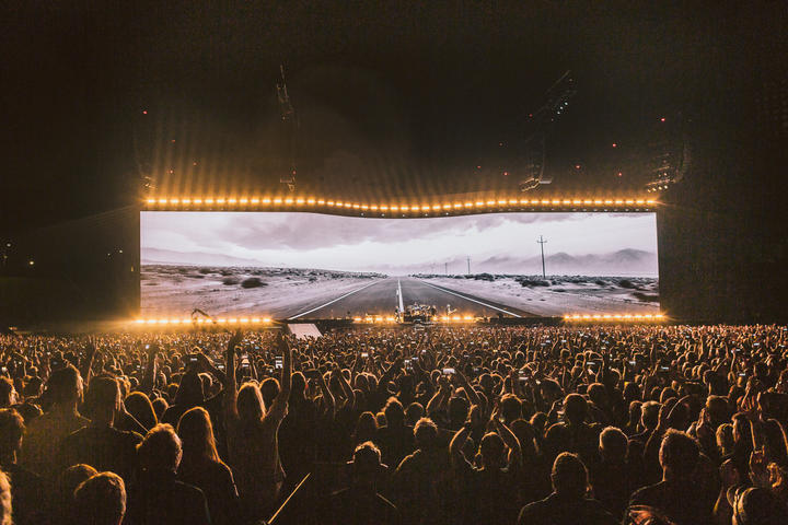 U2 live perform at Auckland's Mt Smart Stadium
