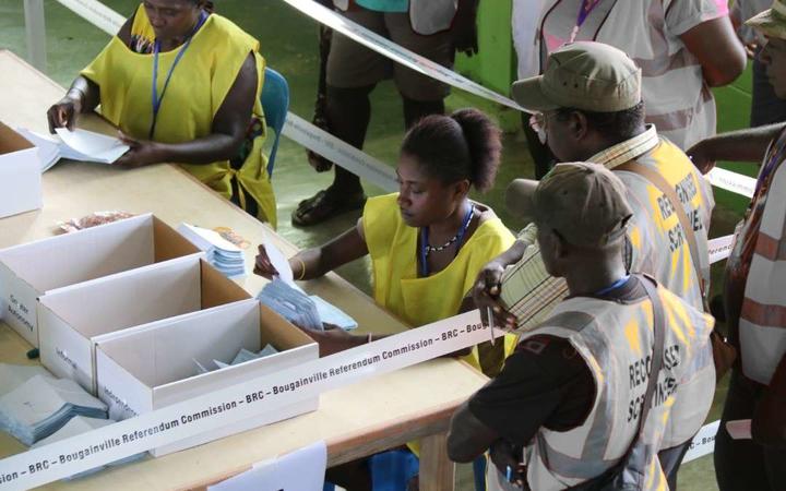 Vote count by referendum officials.