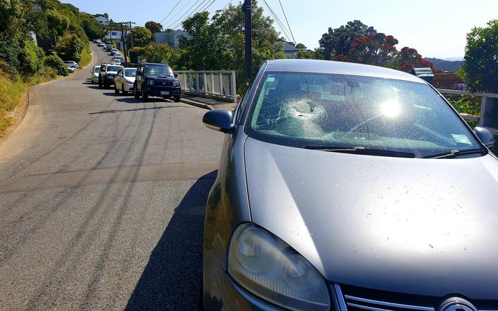 Cars smashed on Whaui Street in Vogeltown, Wellington