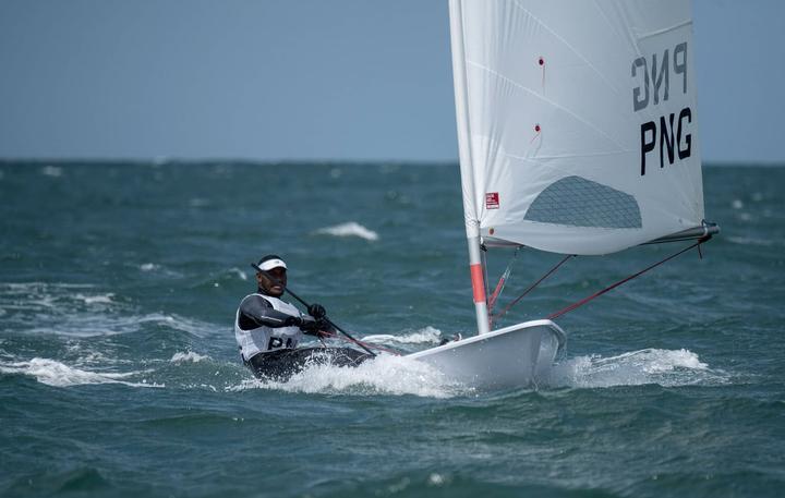 PNG sailor Te Ariki Numa racing at the 2020 World Laser Championships in Melbourne.