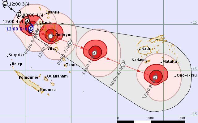 Forecast tracking map for Tropical Cyclone Harold 