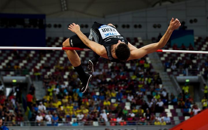 Hamish Kerr in the High Jump at the World Athletics Championships, 2019.

