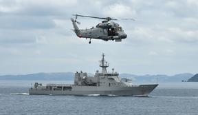HMNZS Otago with an embarked SH-2G(I) Seasprite helicopter is currently on fisheries patrol in Fiji’s Exclusive Economic Zone. 