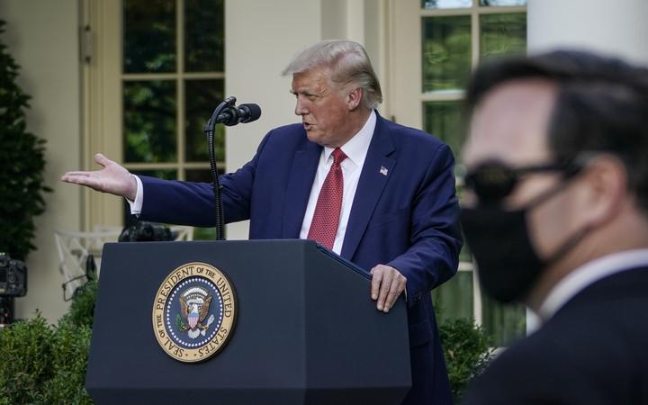 US President Donald Trump speaks to the media in the Rose Garden at the White House on July 14, 2020 in Washington, DC. Trump spoke on several topics including Democratic presidential candidate Joe Biden, the stock market and relations with China.