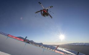 FIS Freeski World Cup Halfpipe qualifiers presented by Cardrona Alpine Resort.
Miguel Porteous from New Zealand.