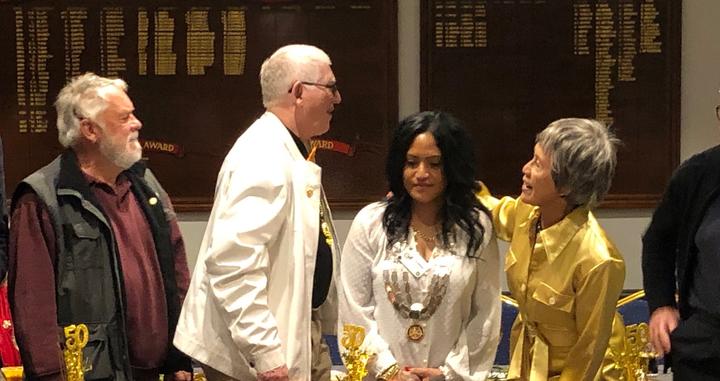 Kriddles Roberts on the night of the presidential changeover at Waitakere Rotary