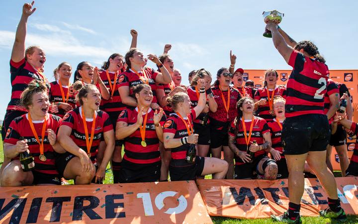 Canterbury celebrate winning last year's Farah Palmer Cup competition.