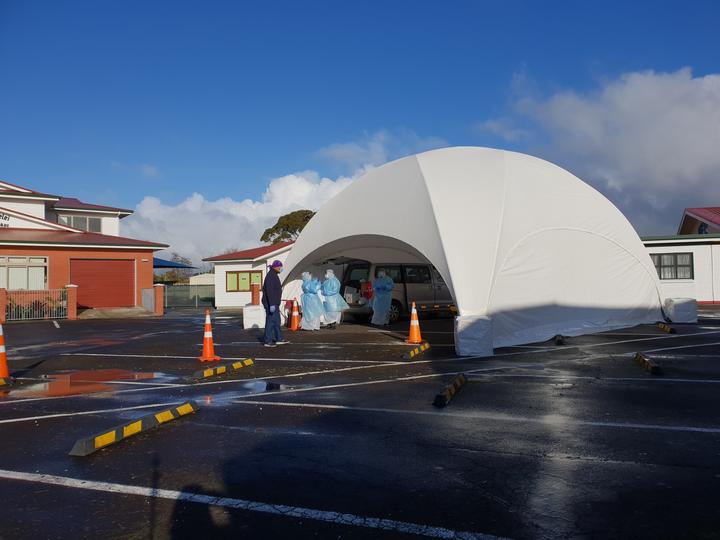 A pop-up testing centre set up at the Manukau Samoan Methodist Church.