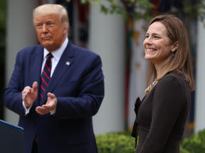 US President Donald Trump announces Amy Coney Barrett as his nomination for the Supreme Court. 