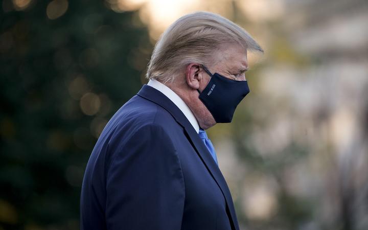 WASHINGTON, DC - OCTOBER 02: U.S. President Donald Trump leaves the White House for Walter Reed National Military Medical Center on the South Lawn of the White House on October 2, 2020 in Washington, DC.