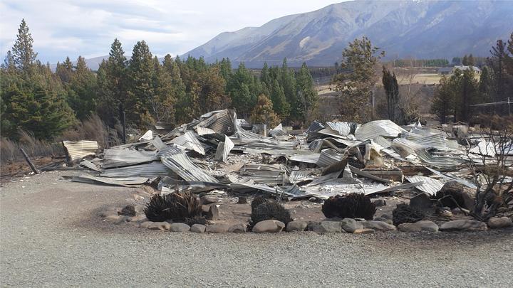Fire damage at Lake Ohau village.