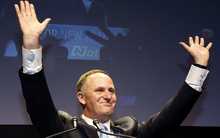 John Key declares victory for the National Party. 