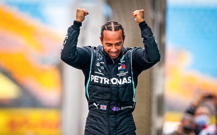 The winner and for the 7th time Formula 1 World Champion Lewis Hamilton 2020.