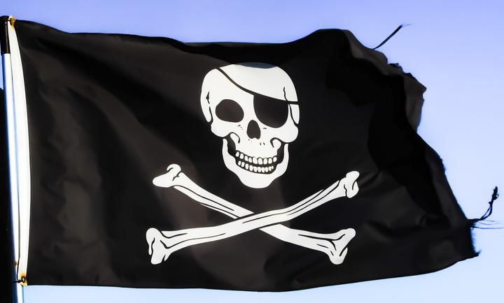 Skull and Crossbones flag flying