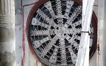 The tunnel boring machine after it broke ground in Waterview.