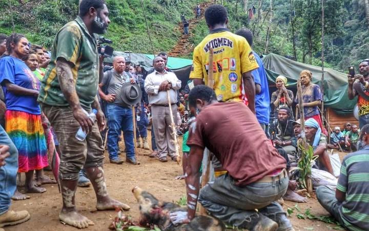 PNG's PM, James Marape at Haus Krai for landslide victims