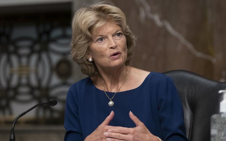 Senator Lisa Murkowski(R-AK) asks a question during a US Senate Senate Health, Education, Labor, and Pensions Committee hearing to examine covid-19, focusing on an update on the federal response in Washington, DC, 