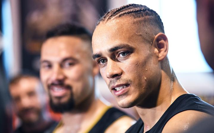 New Zealand boxer David Nyika with Joseph Parker in the background.