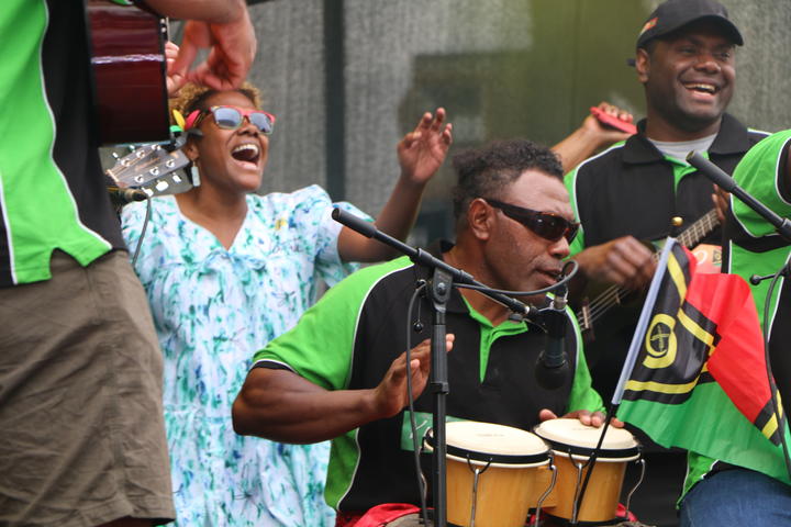 The Vanuatu community performing at the Wellington Pasifika Festival. 23 January 2021