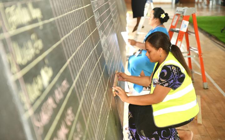 The Samoa Electoral Commission show votes being tallied during the general election in the capital city of Apia