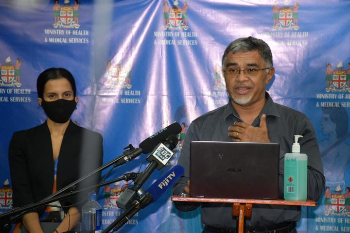 Fiji health officials Dr Aalisha SahuKhan, left, and Dr James Fong.