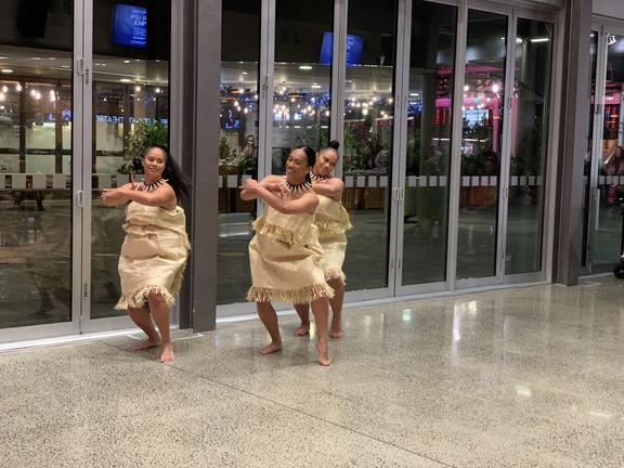 Tulou Dance members, Ufitia Sagapolutele, Fuaao Tutulu Faith Schuster and Lyncia Muller perform a sneak peak of their show Tinā. 
