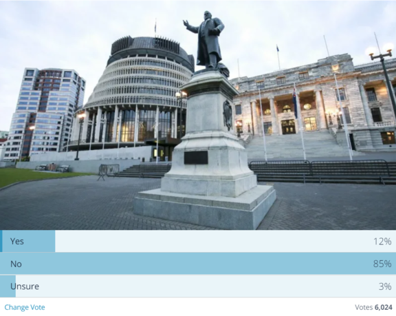 Newshub asked the audience: "Do you support the Government's proposed hate speech laws?" Most said no.