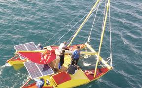 A locally designed and built catamaran for use on remote outer atolls in the Marshall Islands is this week trialing use of a solar-powered 15hp engine. 