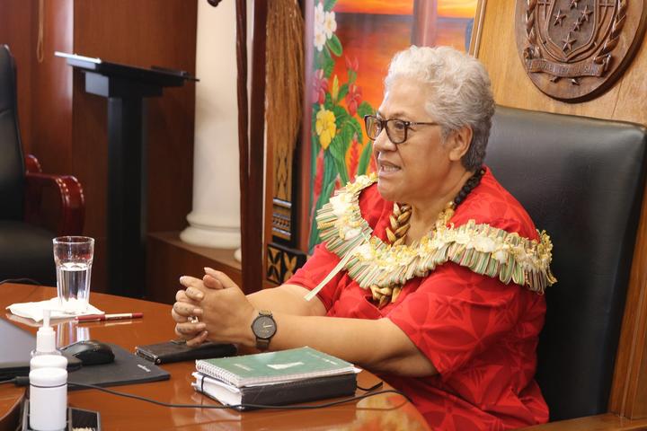 Samoa prime minister Fiamē Naomi Mata'afa chairing her first FAST party cabinet meeting.