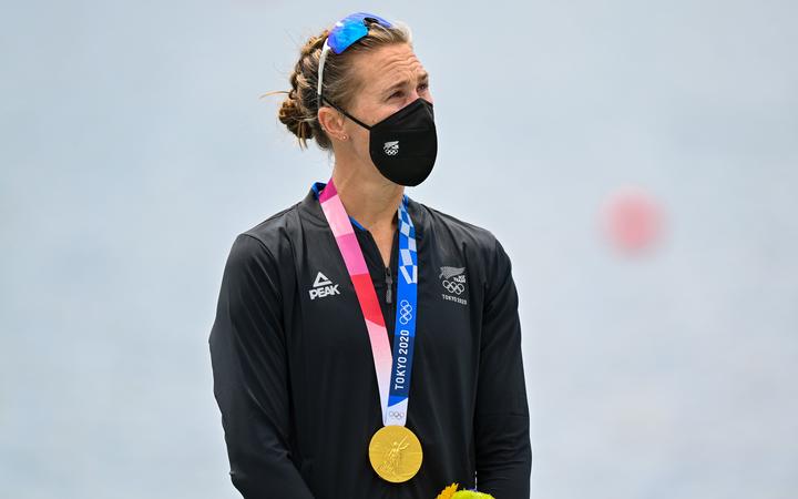 Emma Twigg (NZL) gold medal winner in the women's single scull.
Tokyo 2020 Olympic Games Rowing at the Sea Forest Waterway, Tokyo, Japan on Friday 30th July 2021. 