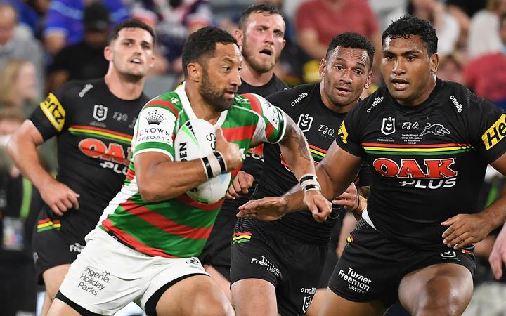 Rabbitohs Benji Marshall in action during the NRL Qualifying Final against the Penrith Panthers.
The two sides will meet again in the grand final.
