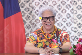 Samoa's prime minister, Fiame Naomi Mata'afa, addresses the UN Human Rights Council in a session for her country's Universal Periodic Review, 4 November, 2021.